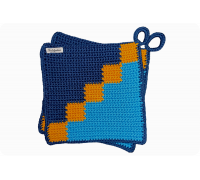 1 Paar Topflappen Karo blau