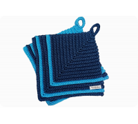 1 Paar Topflappen Retromuster blau