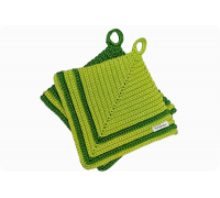 1 Paar Topflappen Retromuster grün