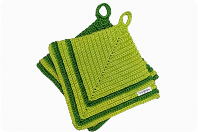 1 Paar Topflappen Retromuster grün